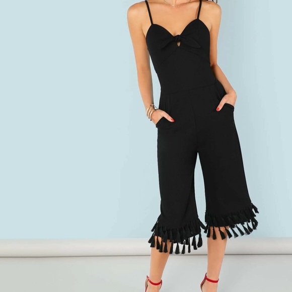 SHEIN Pants - 🌸2/$20🌸 Shein | Black Fringe Jumpsuit | Medium